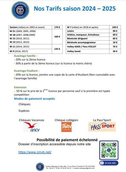 Nouveaux tarifs CMVB